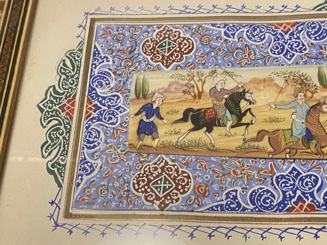 イスタンブール購入 ペルシャ絵画 騎馬戦闘シーン（モザイク画）