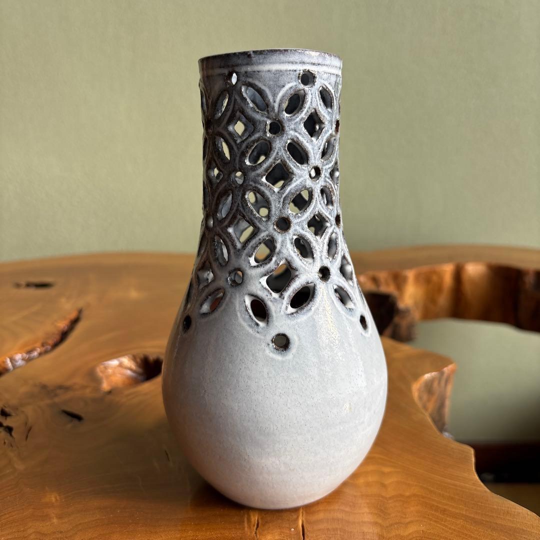 萩焼 大野瑞峰 造 茶碗 茶道具 抹茶茶碗 70521 萩焼 七宝透 杓立