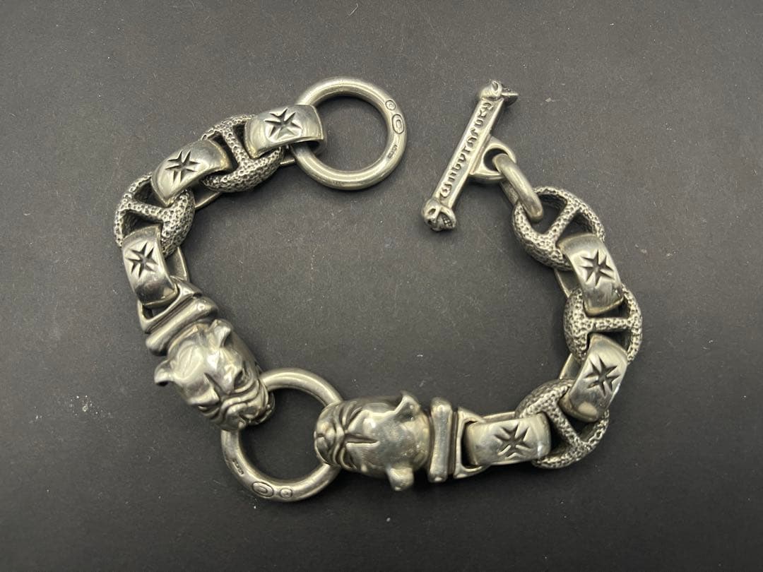 約140g シルバー925製　ブルドッグ　ブレスレット　ビンテージ