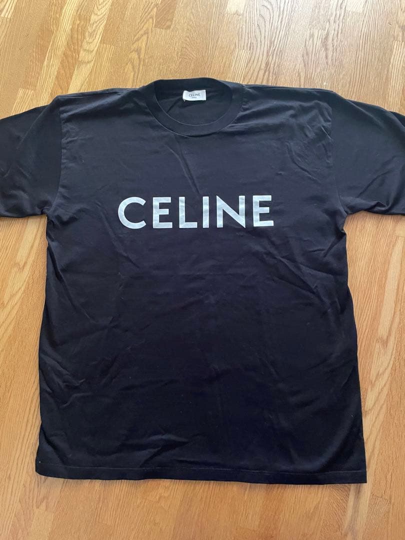 CELINE Tシャツブラック 黒セリーヌ未使用ロゴコットンLサイズ