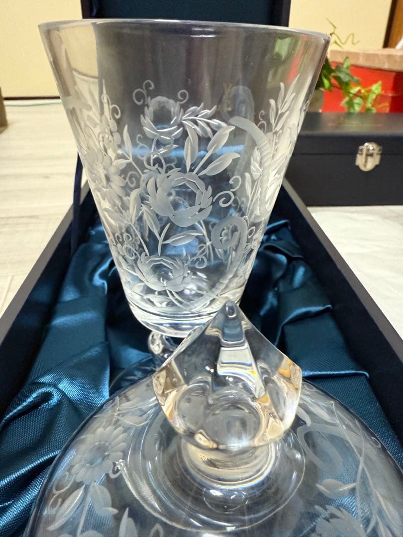 マイセン 花柄エッチングクリスタル グラス