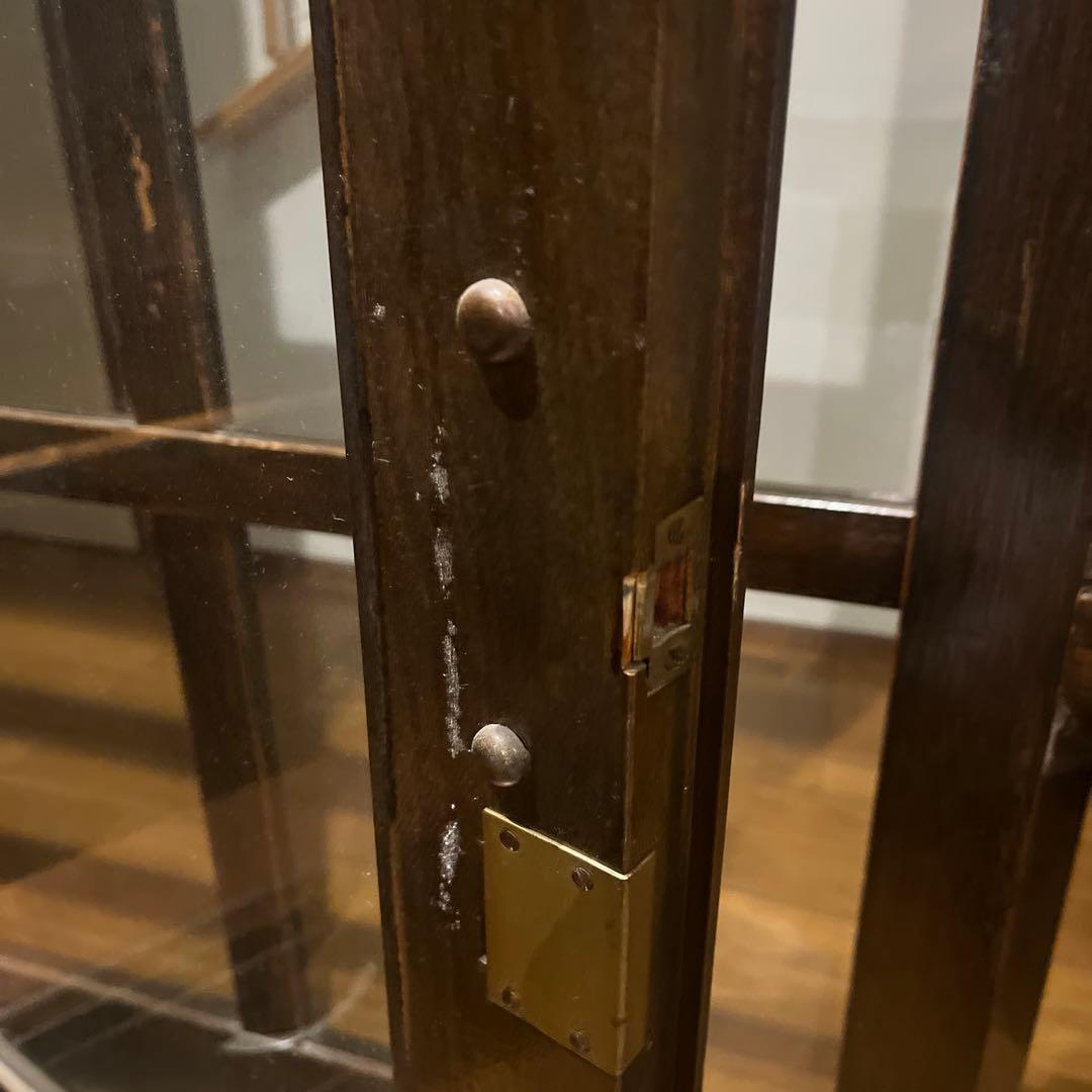 茶箪笥 和風収納棚 ガラス扉付き アンティーク高さ約133㎝