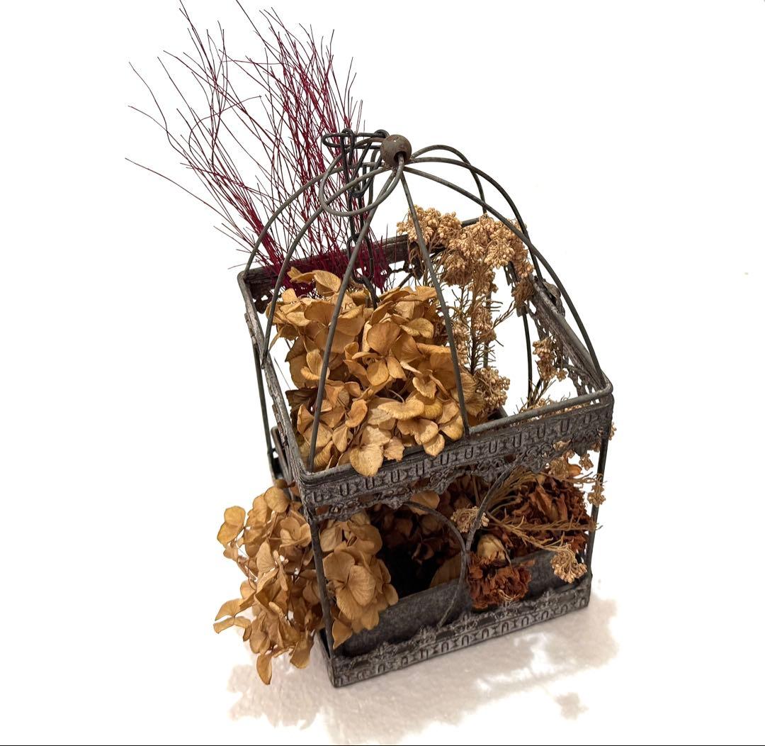 アンティーク☆ ハンギングゲージ ドライフラワー ランタン