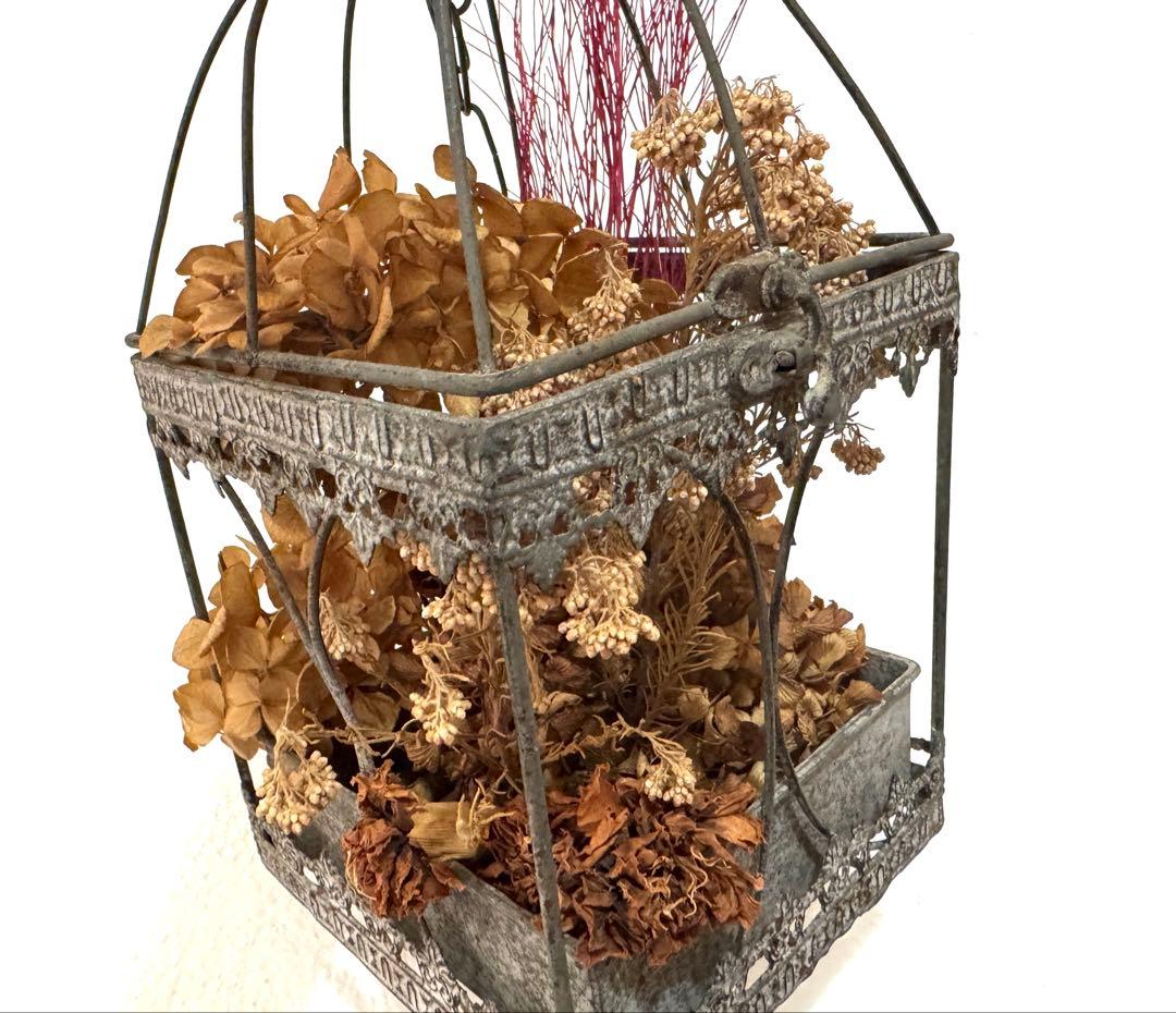 アンティーク☆ ハンギングゲージ ドライフラワー ランタン