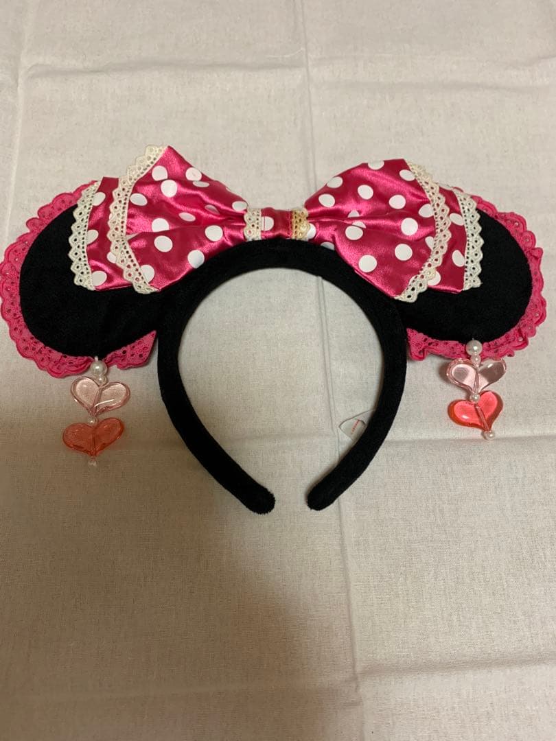ディズニー カチューシャ イヤリング ミニー ピンク 水玉 リボン