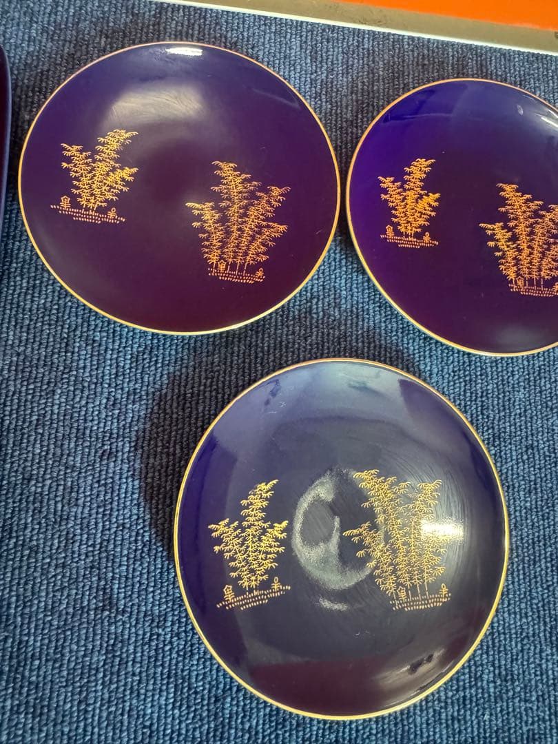 2034 深川製磁　方皿4客　丸皿3客　金彩