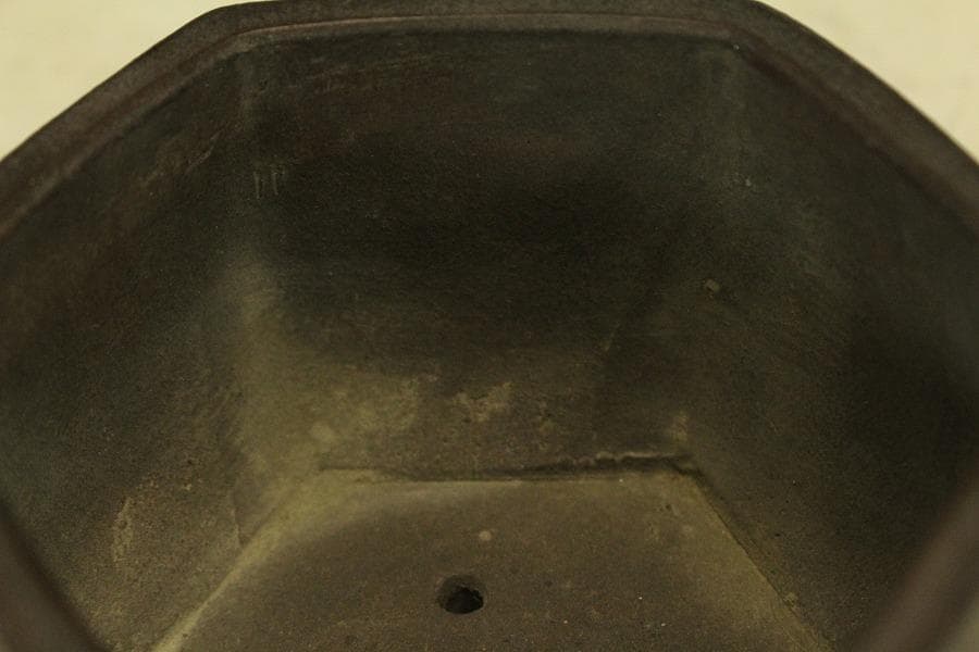 中国美術 紫泥 六方 花盆 葛明祥造(HA515)