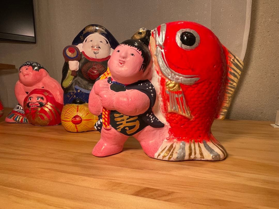 郷土玩具 中野土人形 4体セット 【奈良久雄】 うち1体サイン入り！