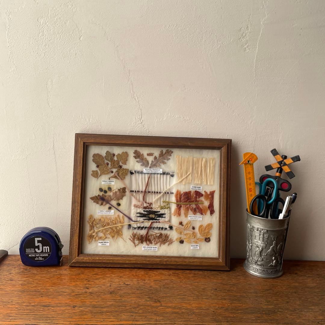 ネイティブアメリカン ナバホ族 草木染め 色見本 オルテガ 毛織物 額装