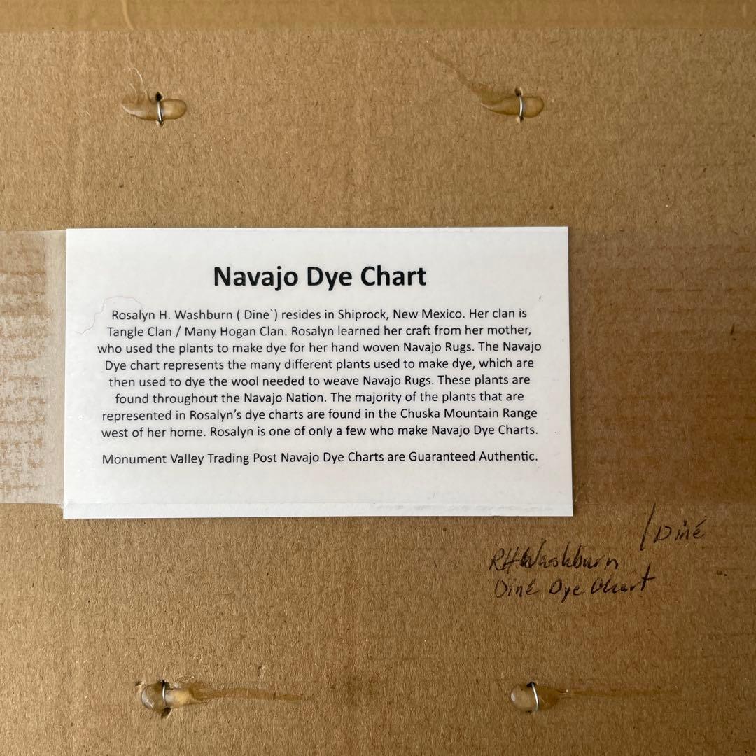 ネイティブアメリカン ナバホ族 草木染め 色見本 オルテガ 毛織物 額装