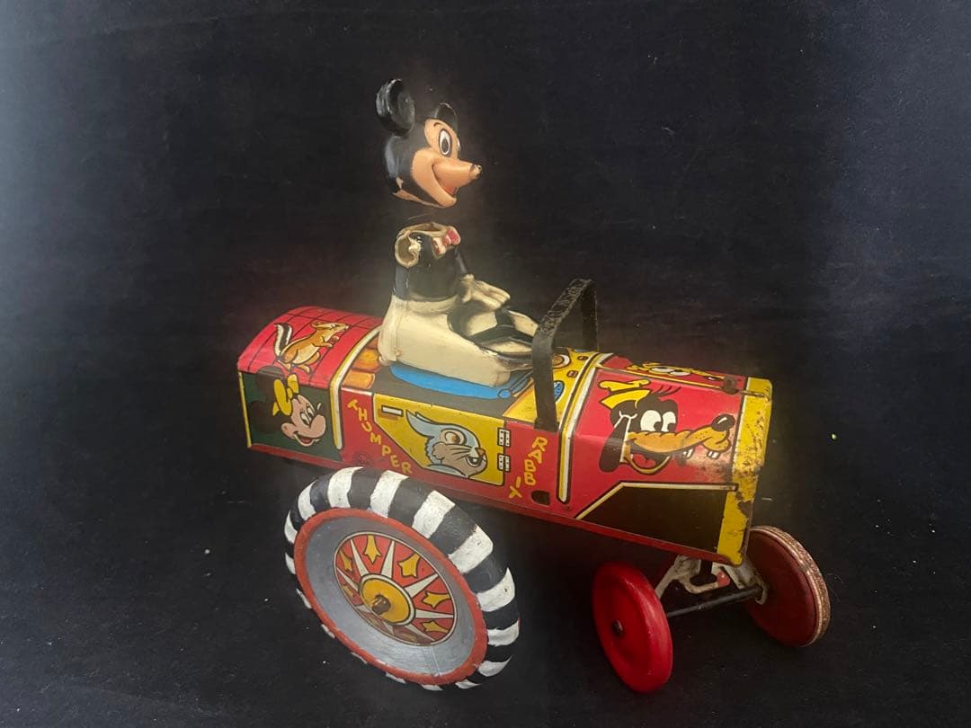 ⭐️年代物。ラインマー/ ディズニー /ミッキー ゼンマイ式ブリキカー