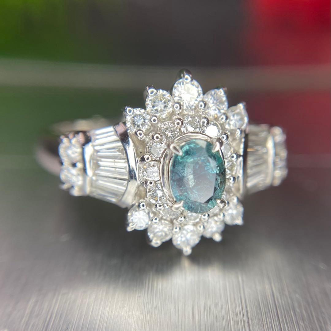 天然非加熱アレキサンドライト ダイヤモンド 計1.06ct PT900