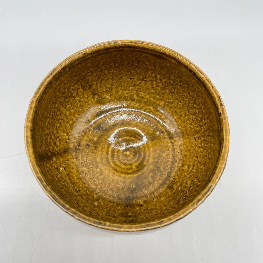 鳥取民藝　牛ノ戸焼　黄釉櫛目茶碗　茶道具　10