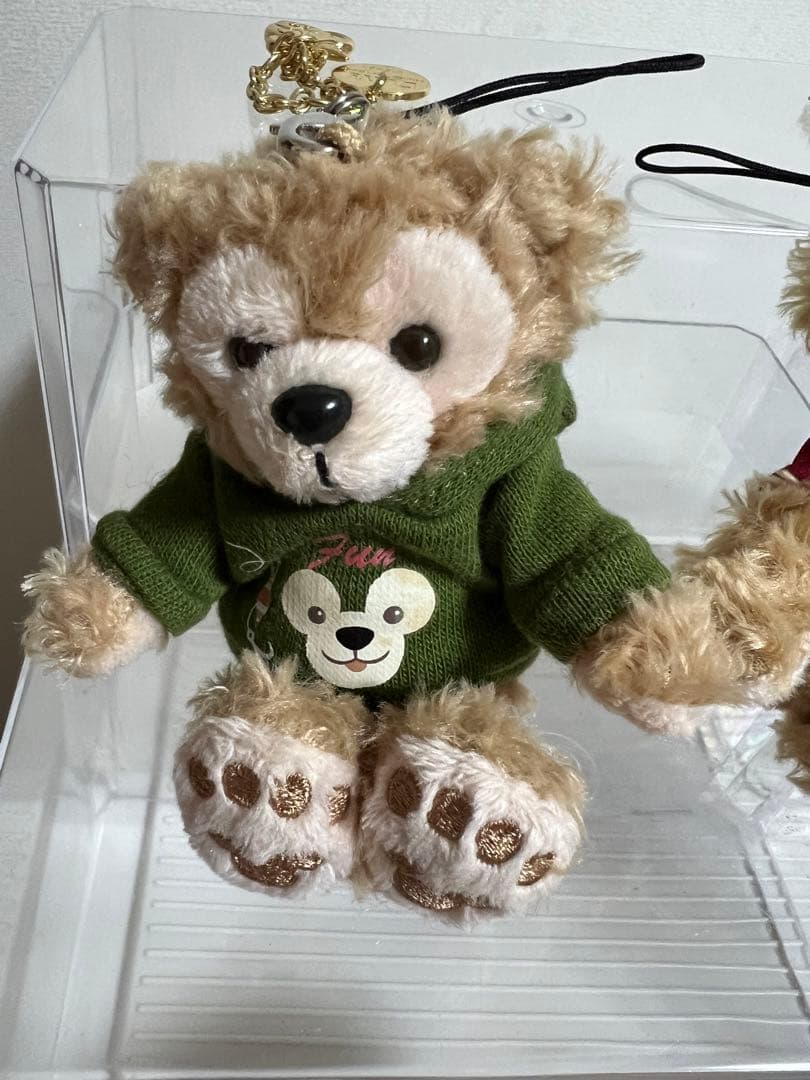 ディズニー、ダッフィー、シェリーメイぬいぐるみバッチ、10周年ストラップチェーン