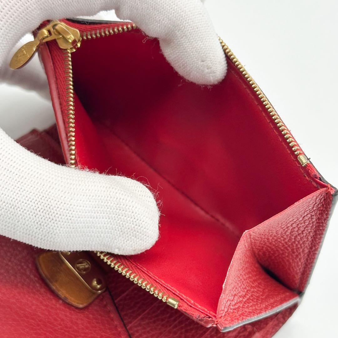 ルイヴィトン ポルトフォイユ パラス コンパクト レッド 三つ折り モノグラム