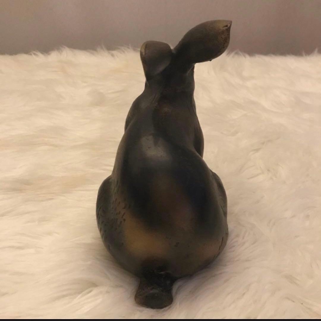 【 超希少 】青銅兎置物 一対 有名作家 作 ? ・兎 うさぎ ブロンズ 像