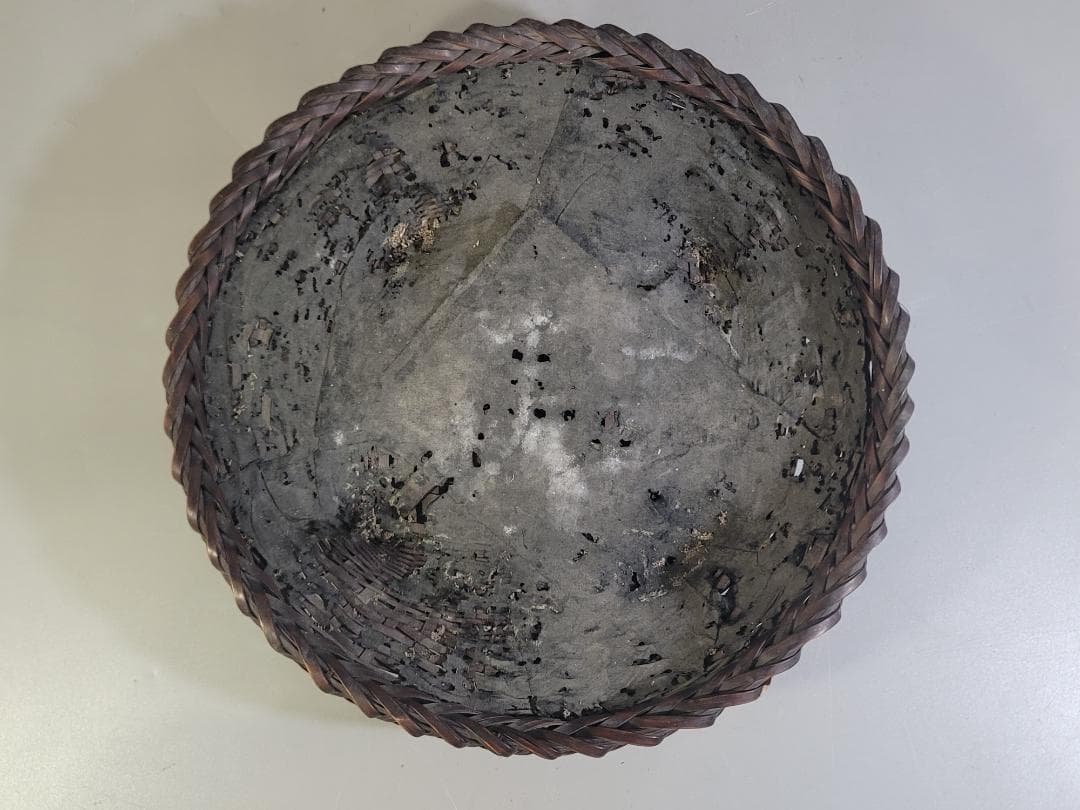 茶道具 竹籠 炭斗 時代物 DT707｜