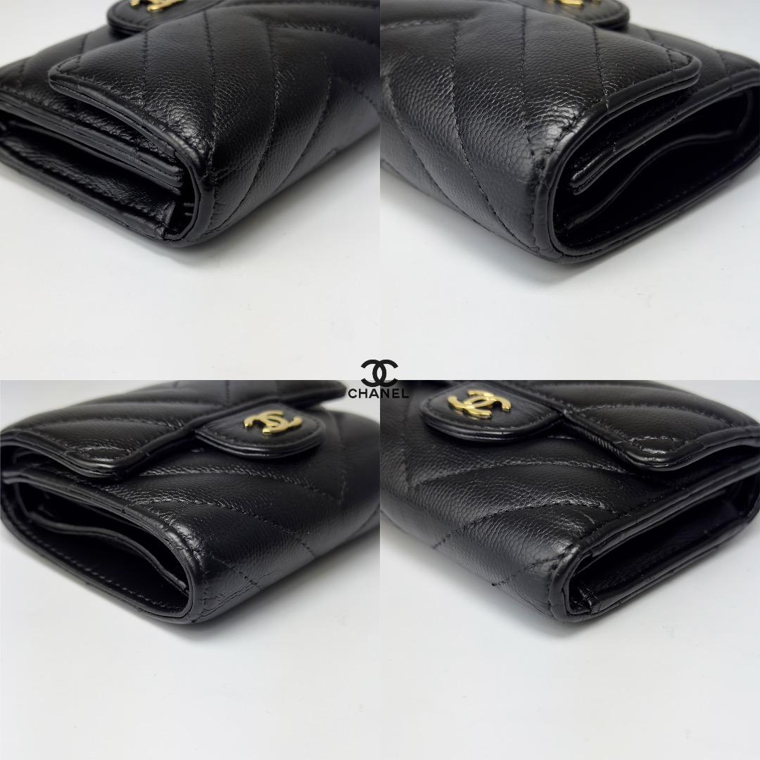 正規品 シャネル マトラッセ ジェブロン ゴールド金具 Wホック 三