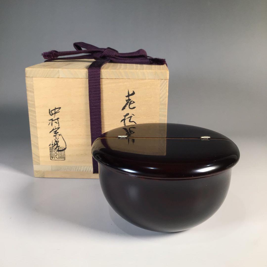 茶道具 薄茶器（うすちゃき） 中棗 菊蒔絵 利休好写 佐々木 麗峰