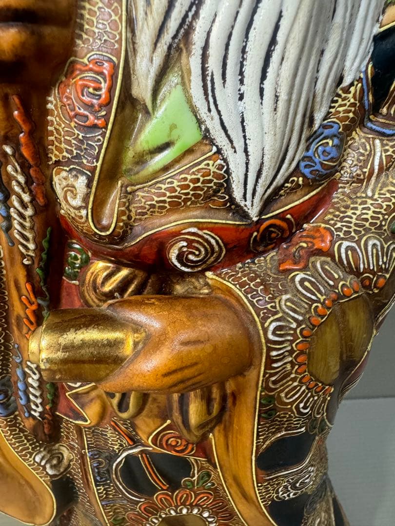 2500 九谷焼 寿老人 置物 縁起物 38cm 時代物