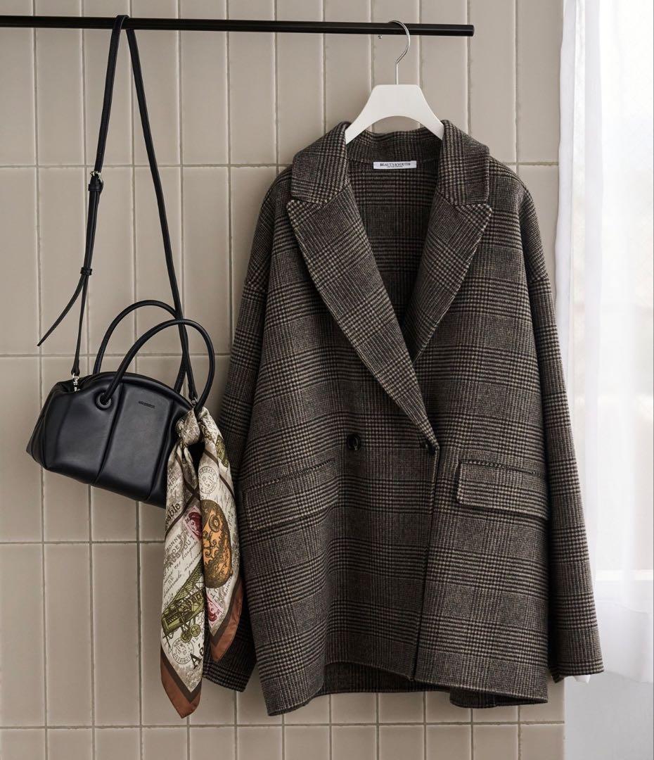 美品 BEAUTY&YOUTH リバー テーラード ミドルコート2024ブラック