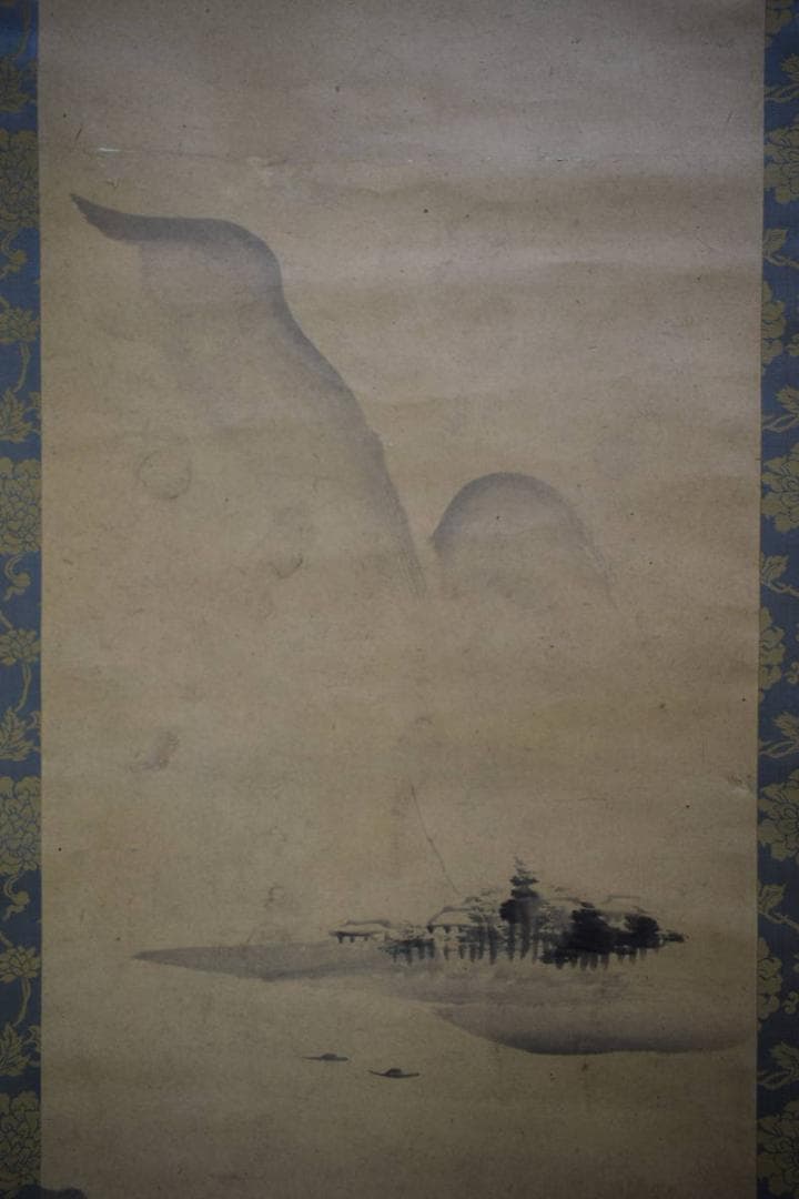 模写/谷文晁/寿老人山水図/絹表装/三幅/布袋屋掛軸HG-37