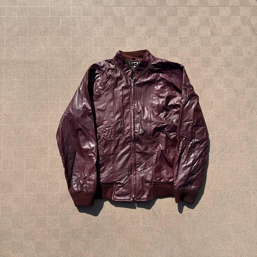 y2k 00s archive leather jacket 赤茶チェック M - メルカリ