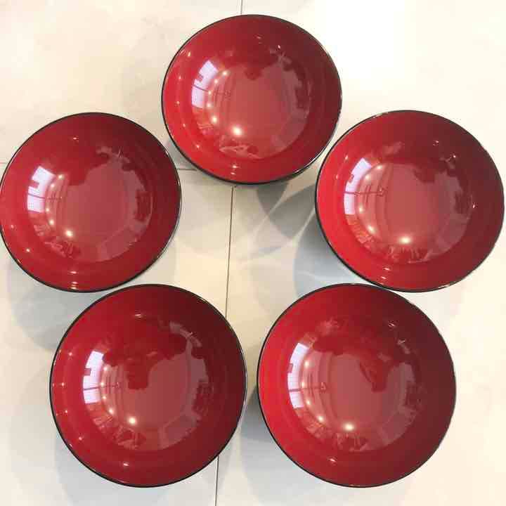 木製本漆塗 高級漆器 5客 椀 未使用 レトロ 中島泰英 黒 紅