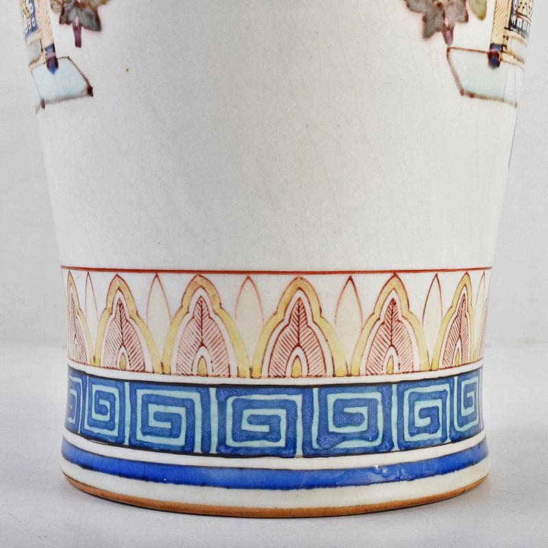 中国 大清光緒年製款 粉彩 漢詩仕女文 双耳瓶 時代箱付 M R9316B