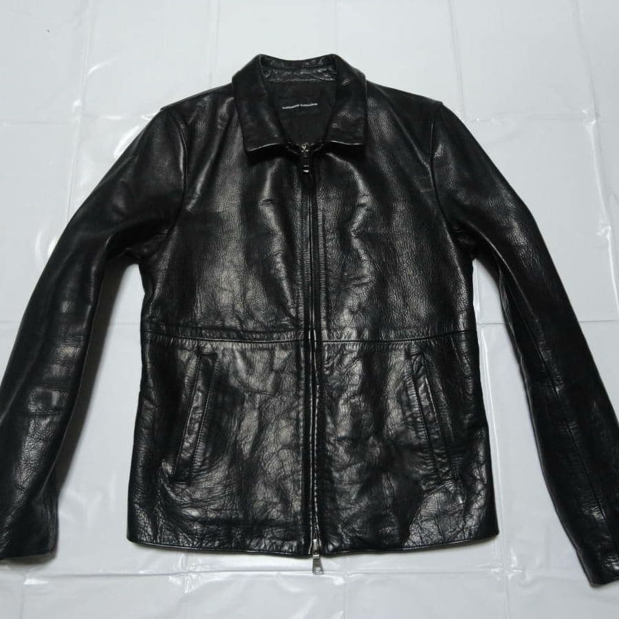 中綿シンサレート ラウンジリザード キップ・レザージャケット 黒3