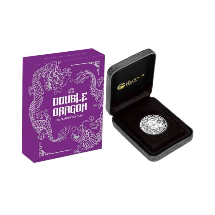 ダブルドラゴン ハイレリーフプルーフ2oz銀貨