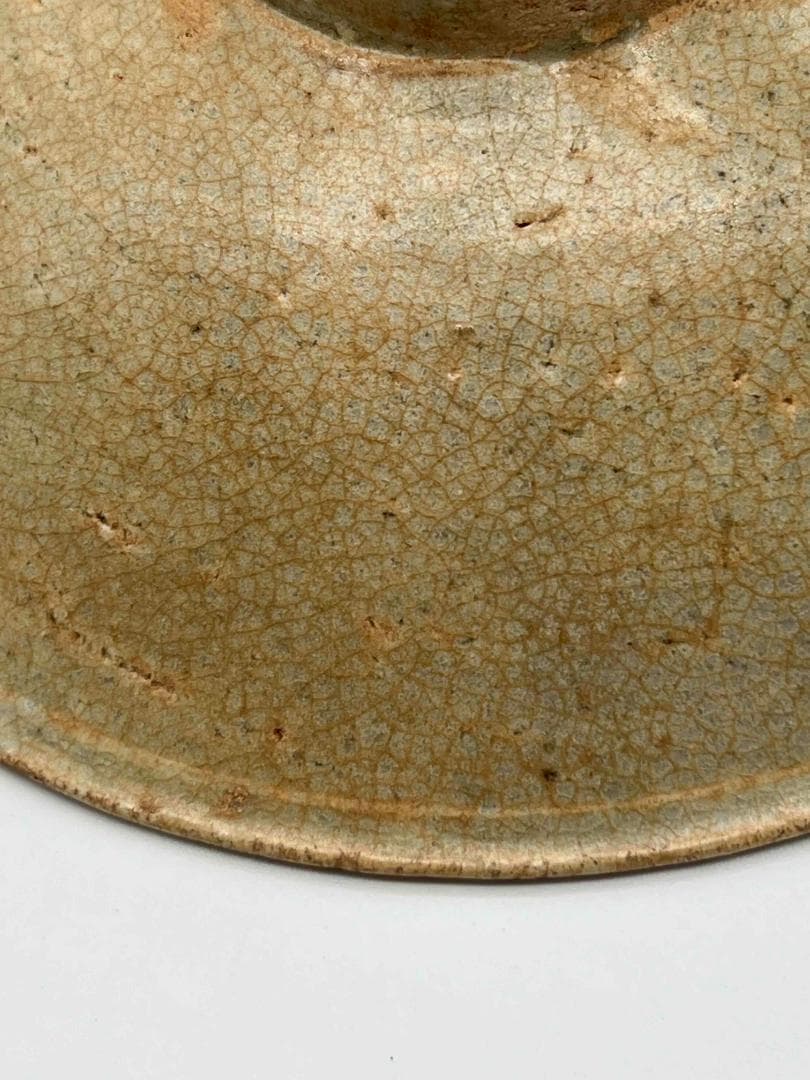 宋時代 青磁流水文茶盞 高台に【元旦】文字入り 景徳鎮 唐