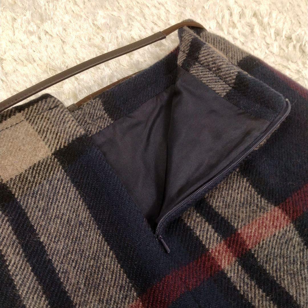 レディース☆エスマックスマーラ　ウールチェックスカート　ベルト付ブルガリア製40