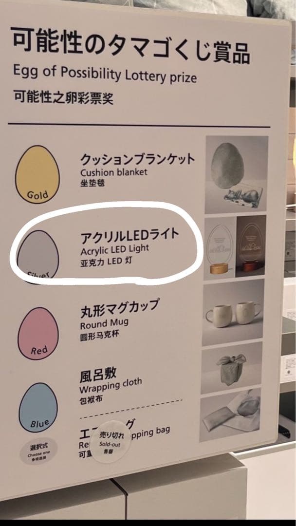 万博 電力館 可能性のタマゴくじ 銀賞 アクリルLEDランド - メルカリ
