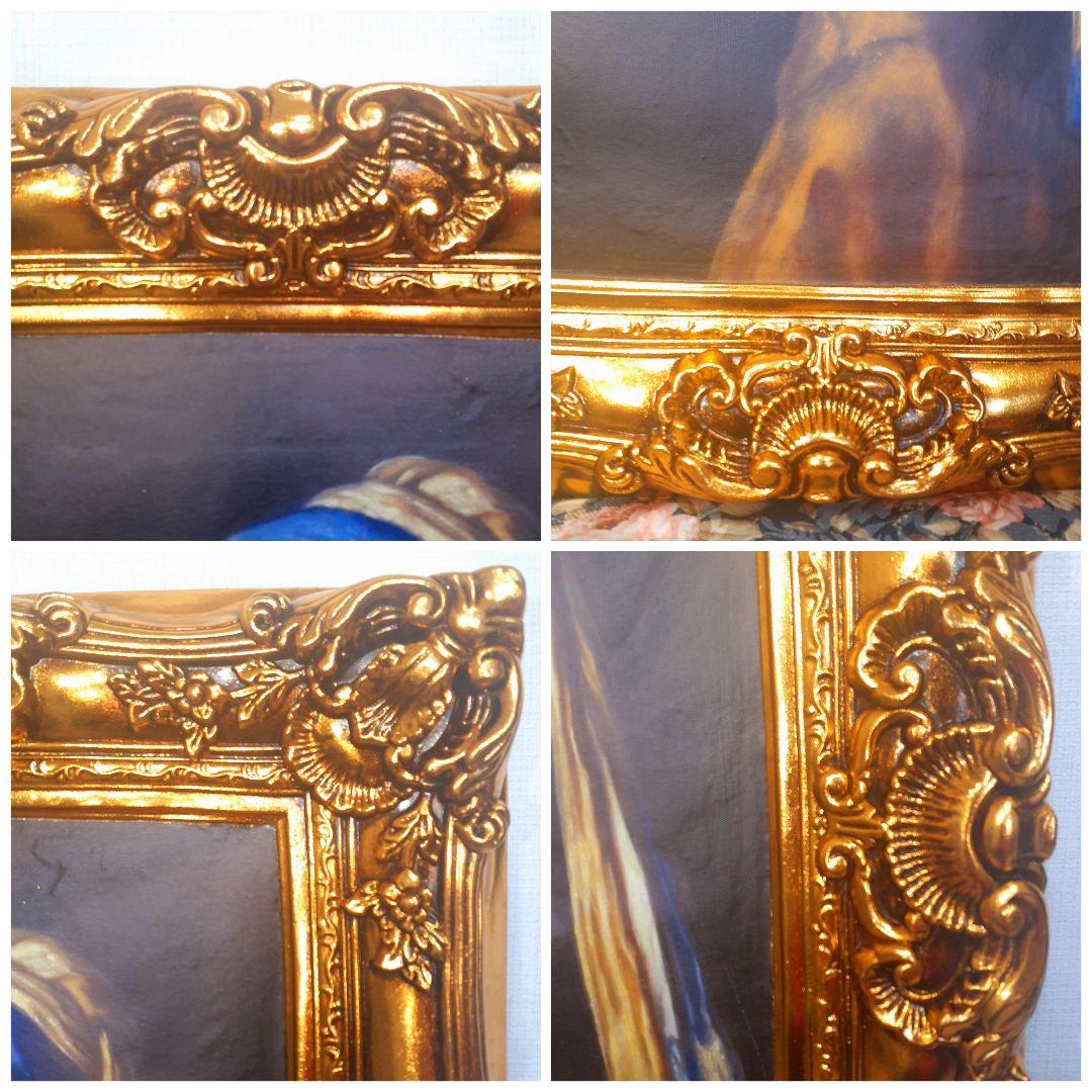 フェルメール作品　絵画　『真珠の耳飾りの少女』　キャンパス　豪華　金箔額縁付き