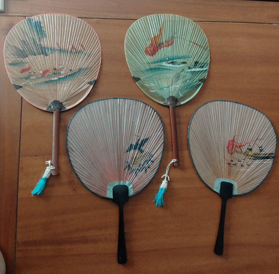 みずうちわ　4枚　鵜飼の絵柄 みずうちわ 4枚 鵜飼の絵柄