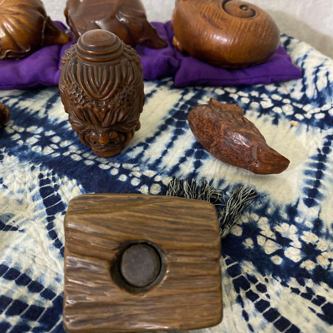 木彫 根付 置物 十三個