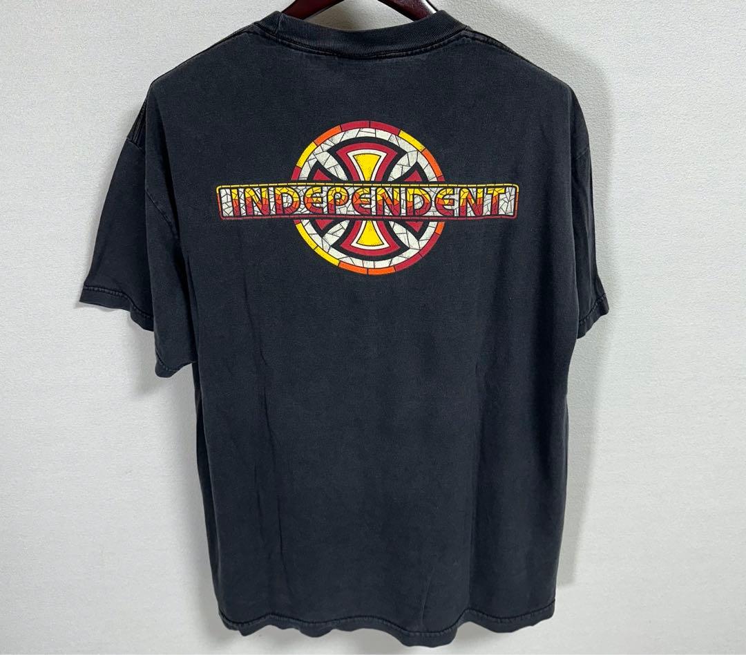 90s〜 Independent ブラック Tシャツ NHS アイアンクロス