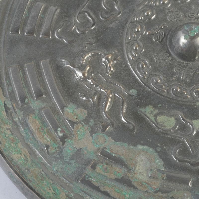 中国 古銅青銅 神獣文 銅鏡 古鏡 紙鎮 文鎮 時代箱付 M 9273E - メルカリ