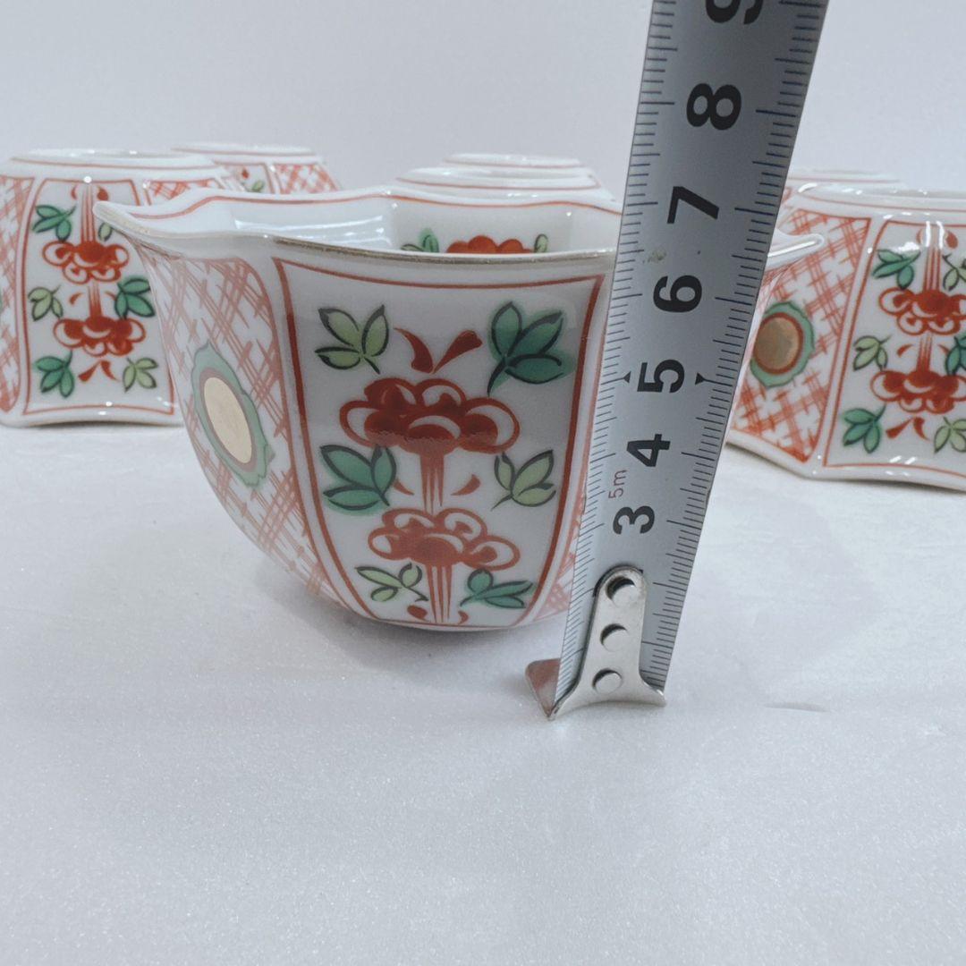 たち吉 呉須赤絵 花紋 金彩 八角 小鉢 7客 角鉢 古伊万里 レトロ 橘吉