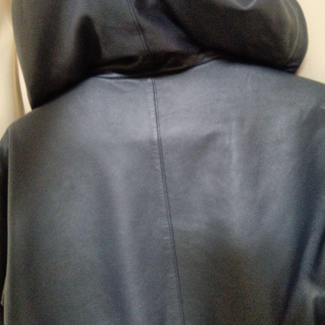 Schott レザーフルジップパーカー ネイビー Lサイズ - メルカリ