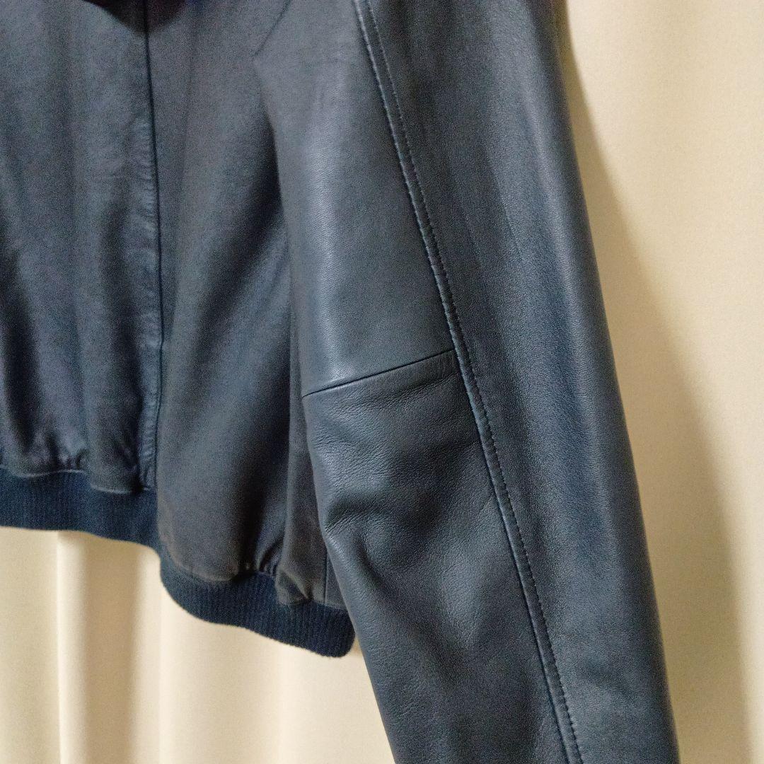 Schott レザーフルジップパーカー ネイビー Lサイズ - メルカリ