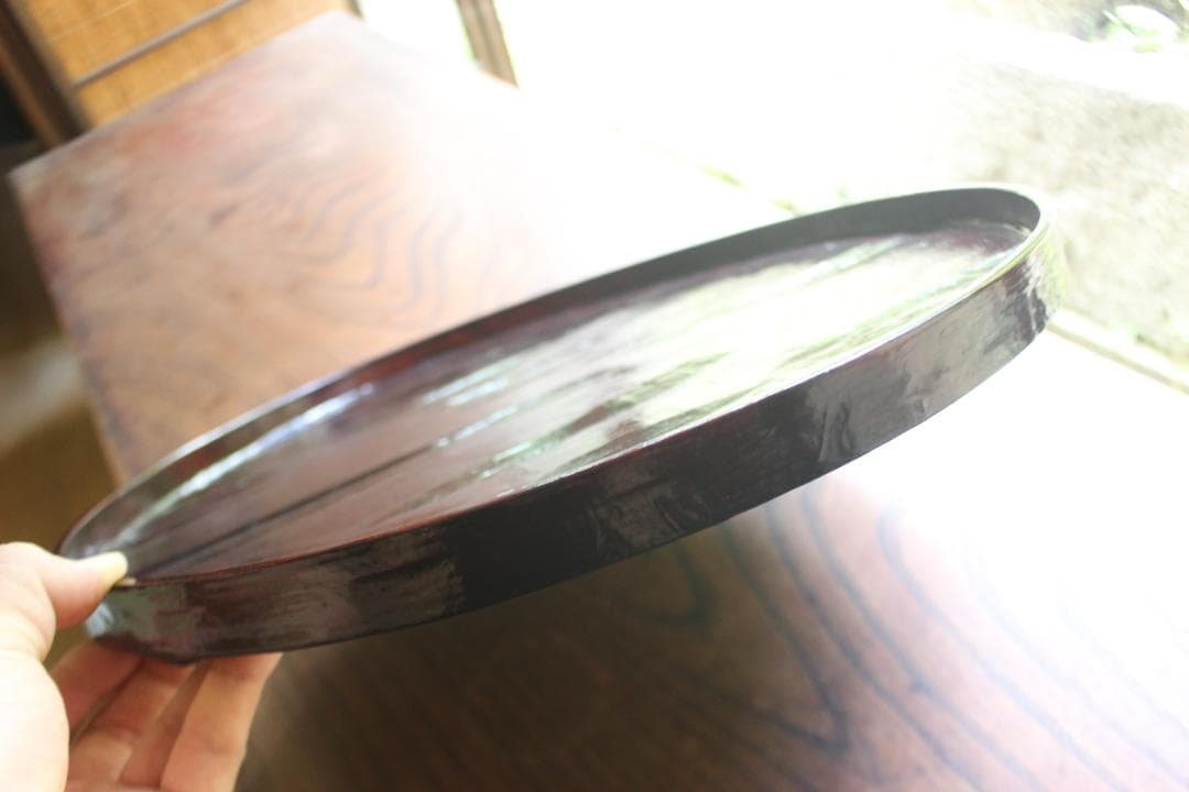 デッドストック！風情ある一閑張りに極上溜塗の映えるお膳（検お盆お膳茶道具