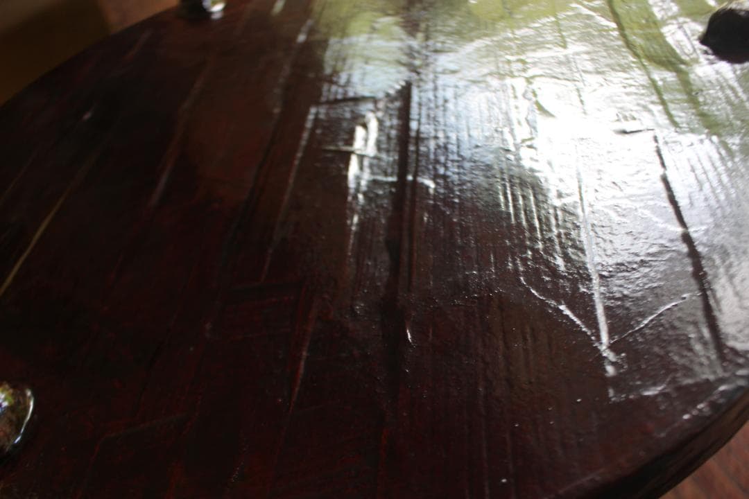 デッドストック！風情ある一閑張りに極上溜塗の映えるお膳（検お盆お膳茶道具