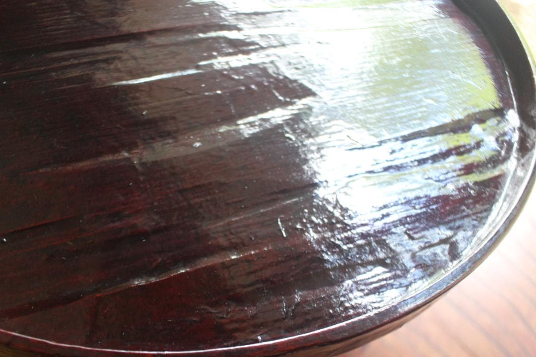 デッドストック！風情ある一閑張りに極上溜塗の映えるお膳（検お盆お膳茶道具