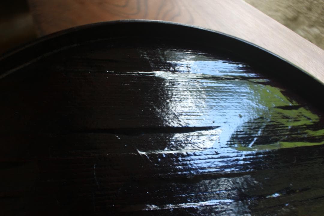 デッドストック！風情ある一閑張りに極上溜塗の映えるお膳（検お盆お膳茶道具