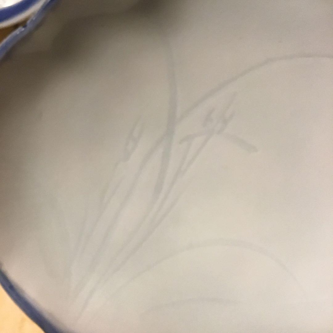 人間国宝 近藤 悠三 こんどうゆうぞう】呉須染付 蘭絵 足付刺身皿 六客揃え