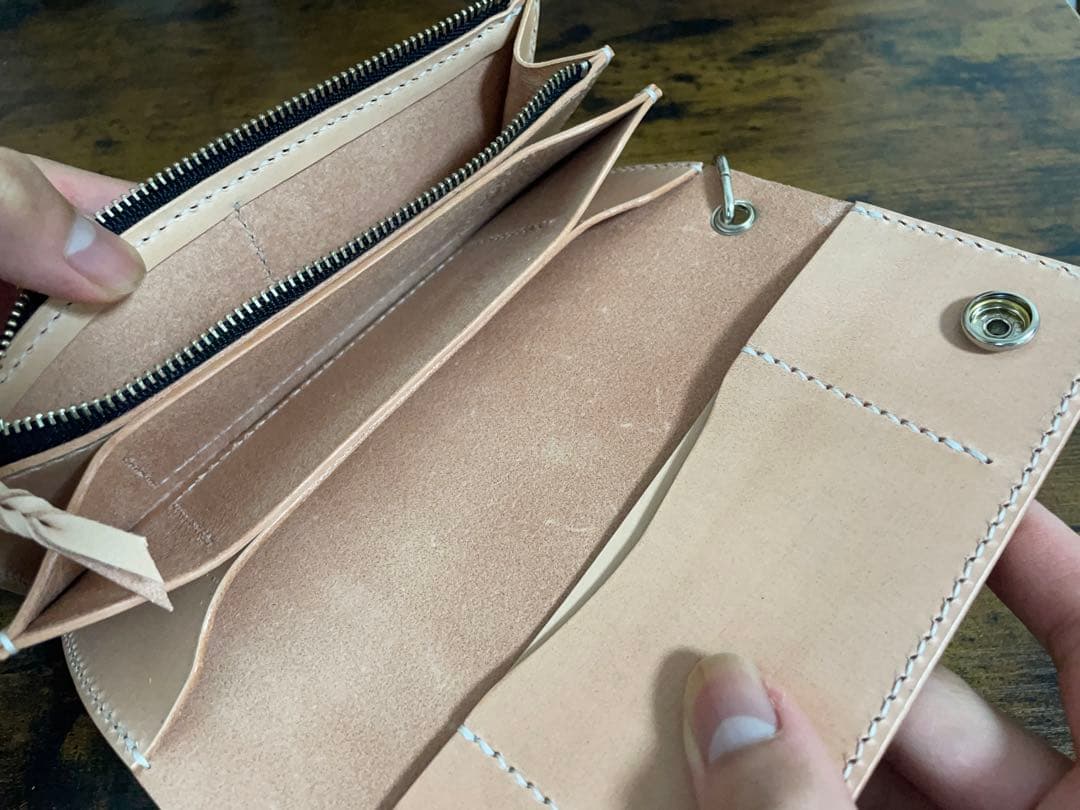ロングトラッカーウォレット ヌメ革 ハンドメイド レザーウォレット