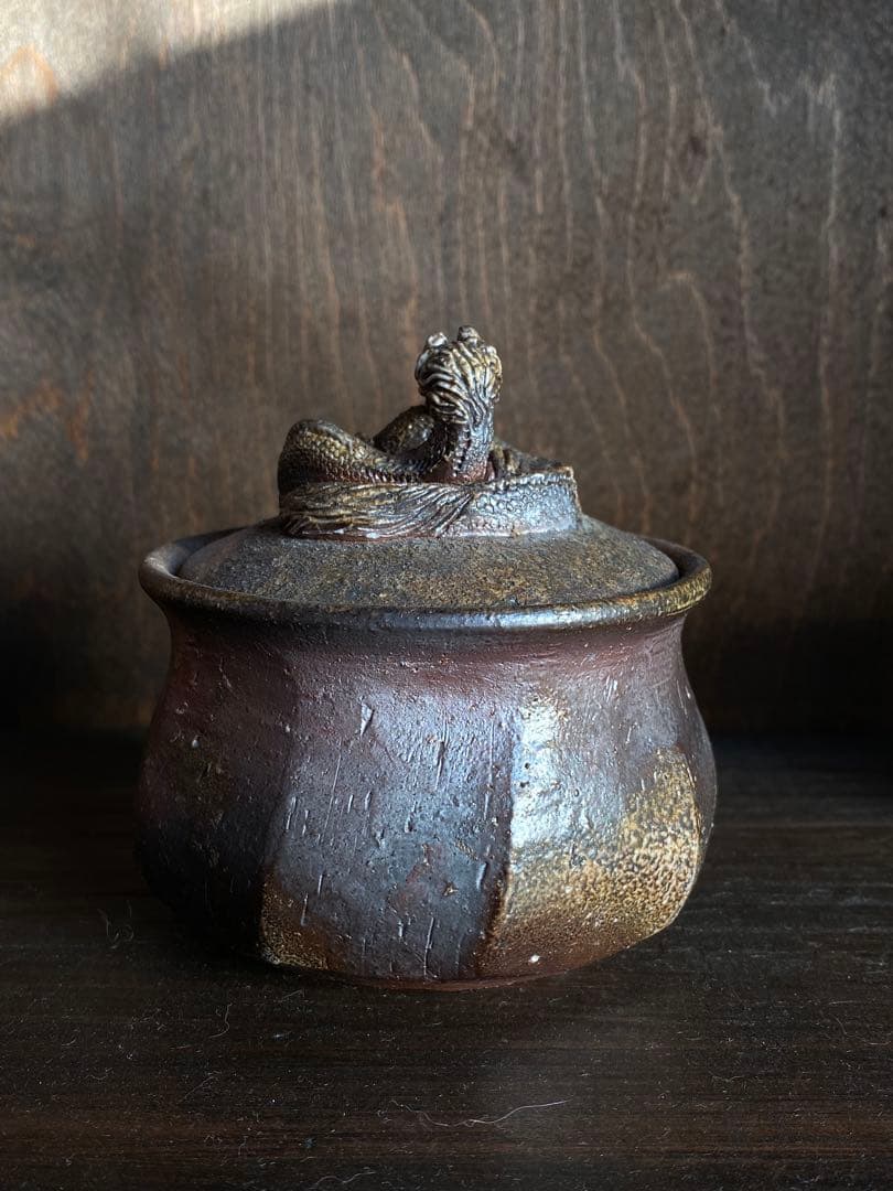 備前焼　龍宝瓶　木箱と陶歴付き