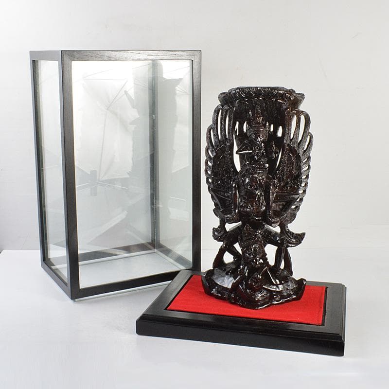 バリ島 インドネシア 木彫 ガルーダ 置物 ガラスケース付 V 6070C